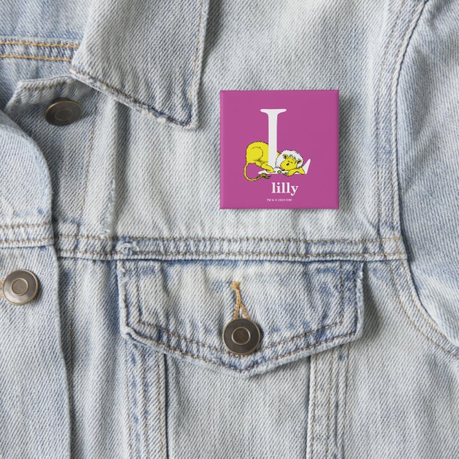 Dr. Seuss's ABC: Letter L - White | Add Your Name 2 Inch Square Button (In Situ)