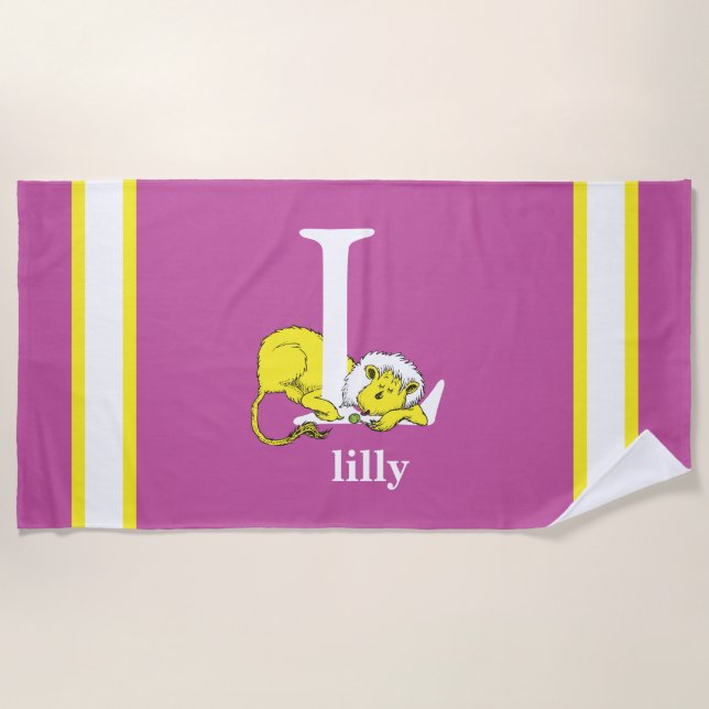 Dr. Seuss's ABC: Letter L - White | Add Your Name Beach Towel (Front)