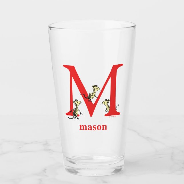 Dr. Seuss's ABC: Letter M - Red | Add Your Name Glass (Front)