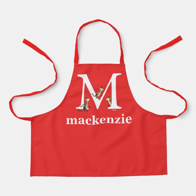 Dr. Seuss's ABC: Letter M - White | Add Your Name Apron (Front)