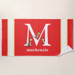 Dr. Seuss's ABC: Letter M - White   Add Your Name Beach Towel