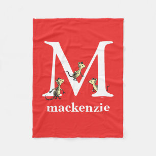 Dr. Seuss's ABC: Letter M - White   Add Your Name Fleece Blanket