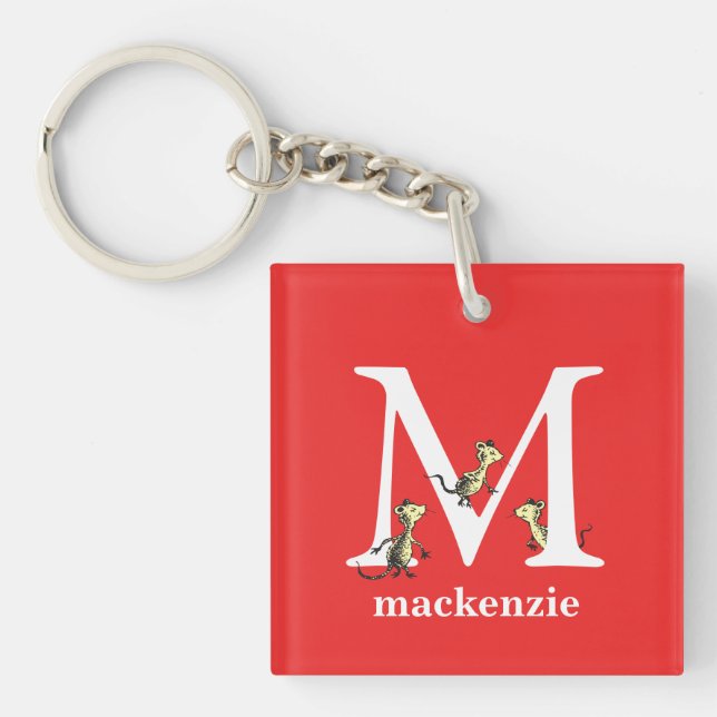 Dr. Seuss's ABC: Letter M - White | Add Your Name Keychain (Front)