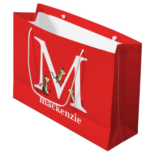 Dr. Seuss's ABC: Letter M - White | Add Your Name Large Gift Bag (Front Angled)