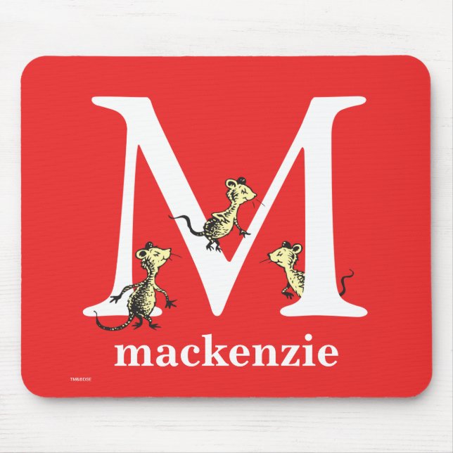 Dr. Seuss's ABC: Letter M - White | Add Your Name Mouse Pad (Front)