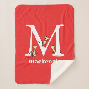 Dr. Seuss's ABC: Letter M - White   Add Your Name Sherpa Blanket