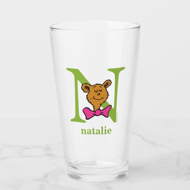Dr. Seuss's ABC: Letter N - Green | Add Your Name Glass (Front)