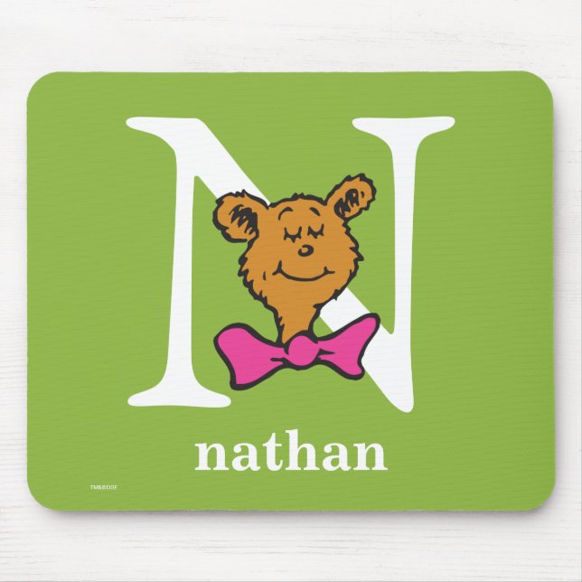 Dr. Seuss's ABC: Letter N - White | Add Your Name Mouse Pad (Front)