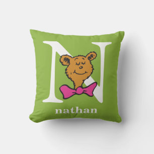 Dr. Seuss's ABC: Letter N - White Add Your Name Throw Pillow