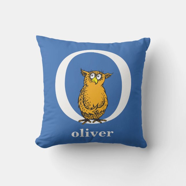 Dr. Seuss's ABC: Letter O - White | Add Your Name Throw Pillow (Front)