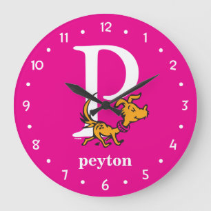 Dr. Seuss's ABC: Letter P - White   Add Your Name Large Clock