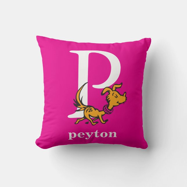 Dr. Seuss's ABC: Letter P - White | Add Your Name Throw Pillow (Front)