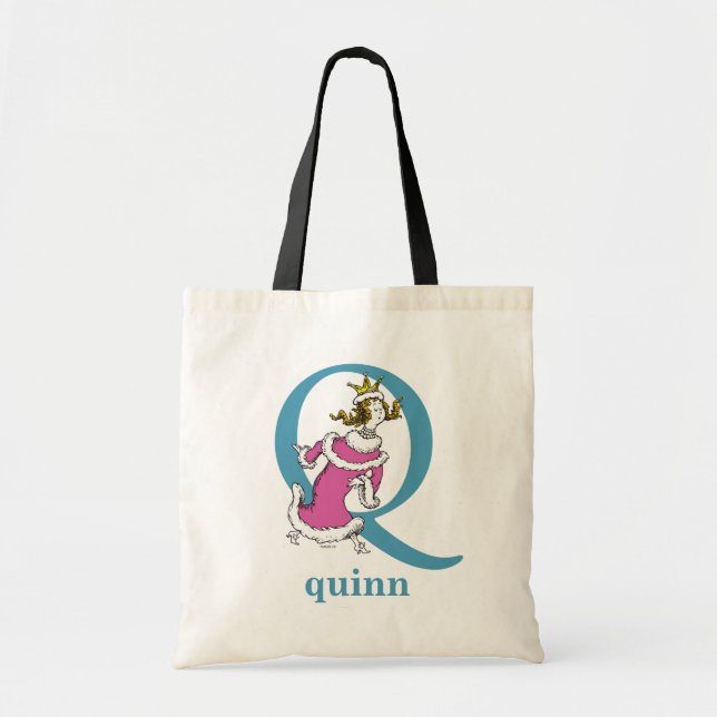 Dr. Seuss's ABC: Letter Q - Blue | Add Your Name Tote Bag (Front)