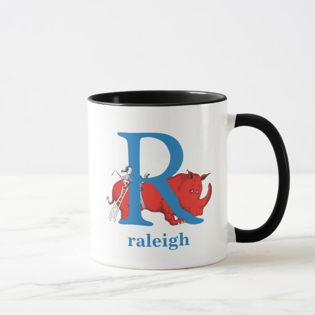 Dr. Seuss's ABC: Letter R - Blue | Add Your Name Mug (Right)
