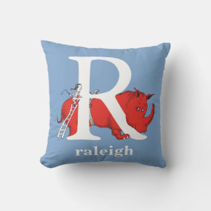 Dr. Seuss's ABC: Letter R - White Add Your Name Throw Pillow