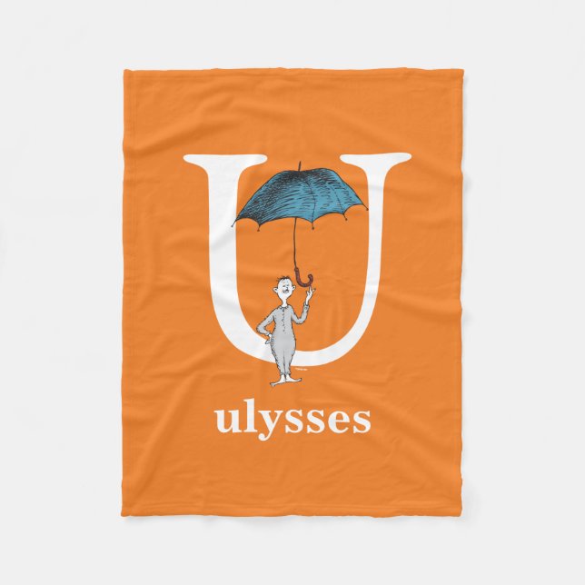 Dr. Seuss's ABC: Letter U - White | Add Your Name Fleece Blanket (Front)