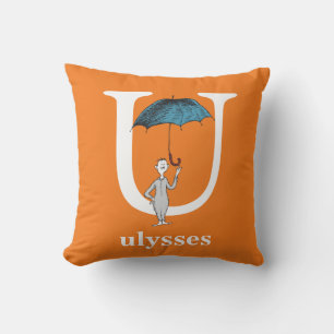 Dr. Seuss's ABC: Letter U - White Add Your Name Throw Pillow