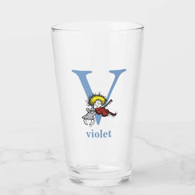 Dr. Seuss's ABC: Letter V - Blue | Add Your Name Glass (Front)