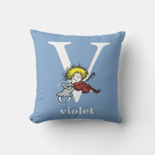 Dr. Seuss's ABC: Letter V - White Add Your Name Throw Pillow