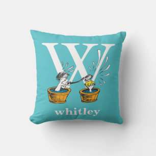 Dr. Seuss's ABC: Letter W - White Add Your Name Throw Pillow
