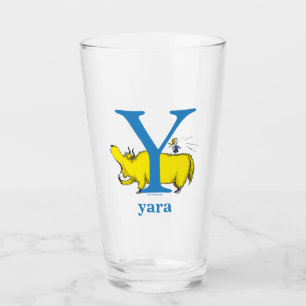 Dr. Seuss's ABC: Letter Y - Blue Add Your Name Glass