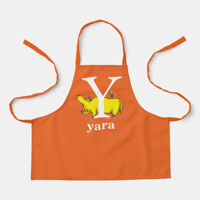 Dr. Seuss's ABC: Letter Y - White | Add Your Name Apron (Front)