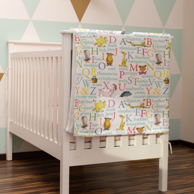 Dr. Seuss's ABC Pattern with Words Fleece Blanket (Creator Uploaded)