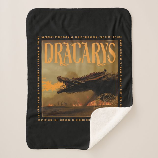 "Dracarys" Drogon Breathing Fire Graphic Sherpa Blanket (Front)