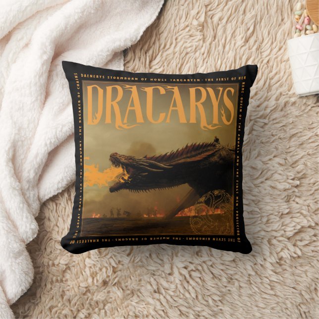 "Dracarys" Drogon Breathing Fire Graphic Throw Pillow (Blanket)