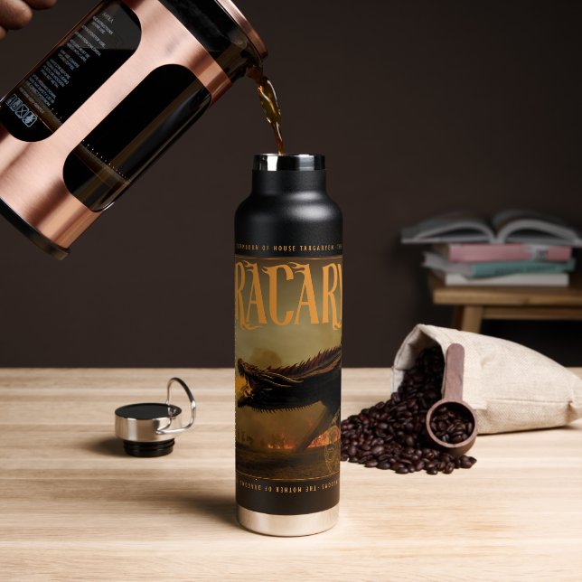 "Dracarys" Drogon Breathing Fire Graphic Water Bottle (Coffee)