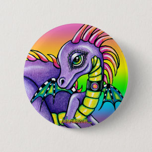 "Draco" Cute Baby Rainbow Dragon Pinback Button