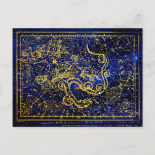 Draco Gold Constellation Faux   Postcard