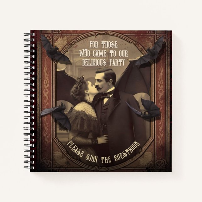 Dracula and Victorian Woman Halloween Guest Book (Front)