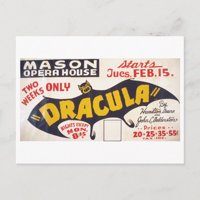 Dracula by Hamilton Deane - 1938 Postcard (Front)