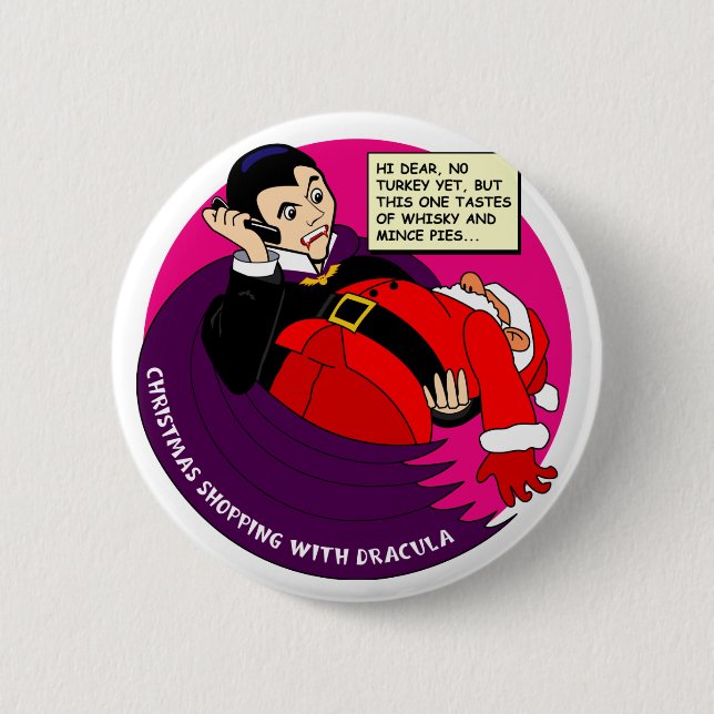 Dracula Christmas Shopping 2 Inch Round Button (Front)