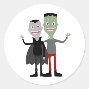 Dracula & Frankenstein Classic Round Sticker