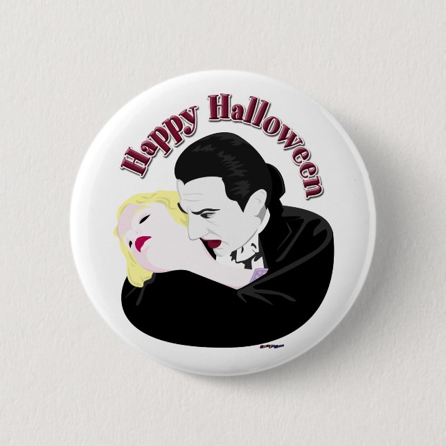 Dracula, Happy Halloween 2 Inch Round Button (Front)