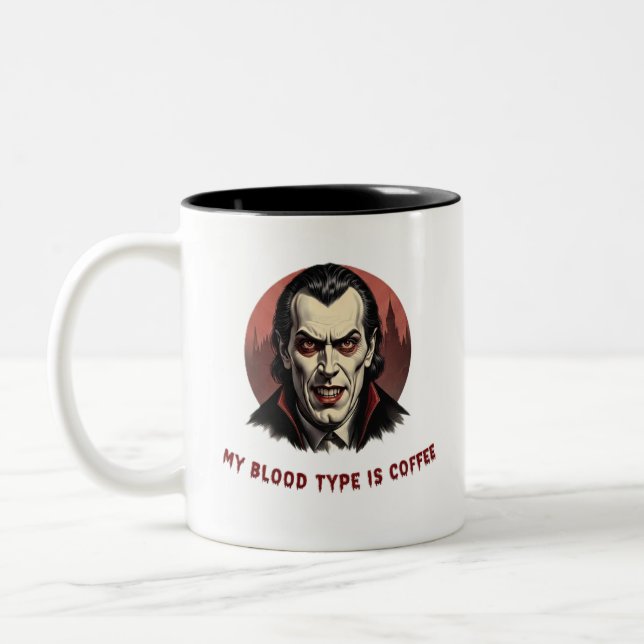 Dracula "My Blood Type is Coffee" Funny Mug (Left)
