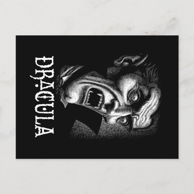 Dracula Portrait Black and White Postcard (Front)