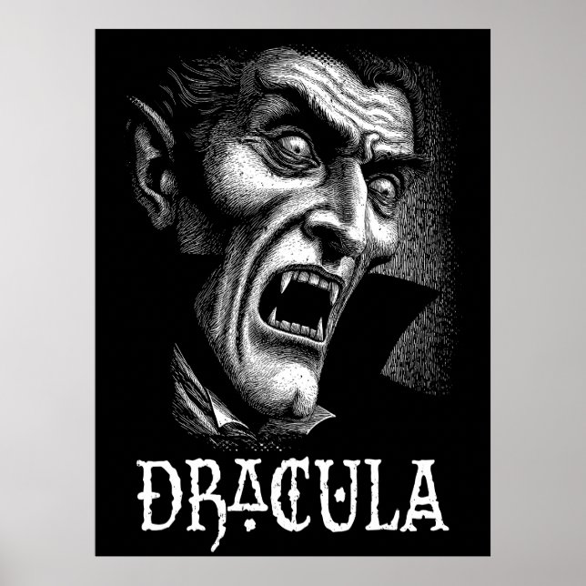 Dracula Portrait Black and White Poster (Front)