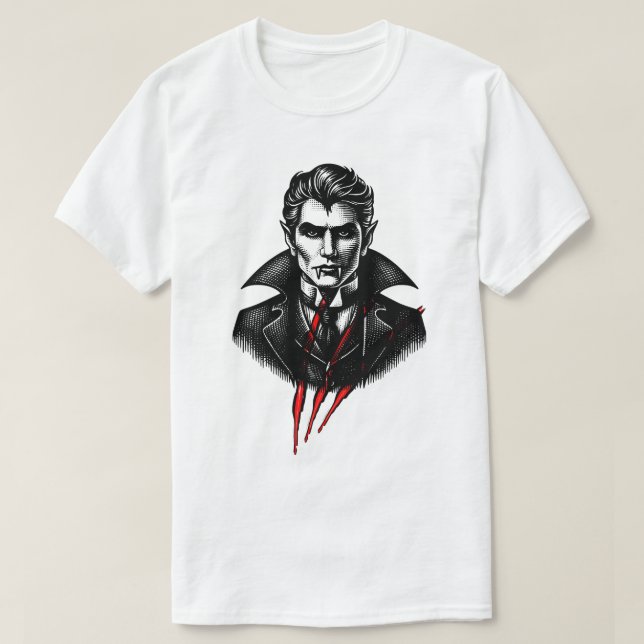 Dracula Red Claw Slash Vampire Halloween Design. T-Shirt (Design Front)