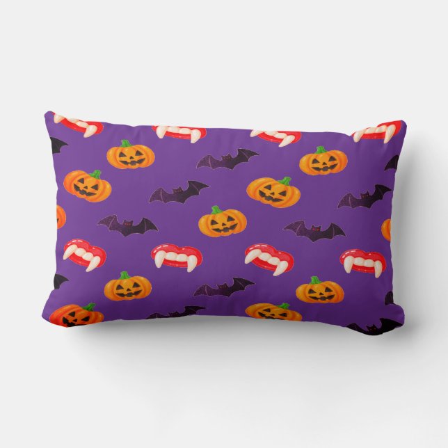 Dracula’s Candy Explosion Spooky Halloween Lumbar Pillow (Back)