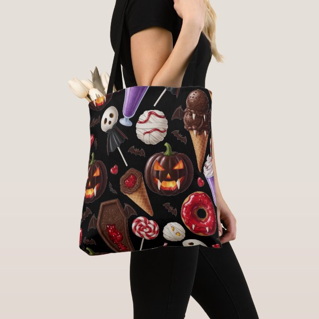 Dracula’s Halloween Candy Tote Bag (Close Up)