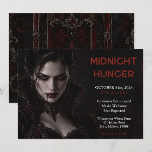 Dracula’s Night Female Vampire Halloween Party Invitation