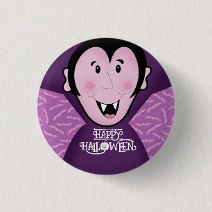 Dracula Vampire Bat Halloween Purple Bats 1 Inch Round Button