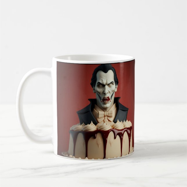 Dracula Vampire Themed Cake Coffee Mug (Left)