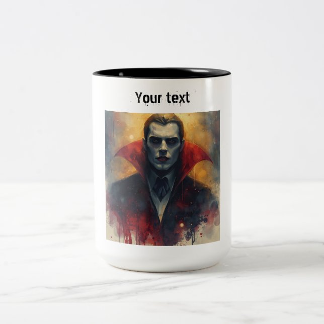 Dracula Vampire Two-Tone Coffee Mug. Mug (Center)