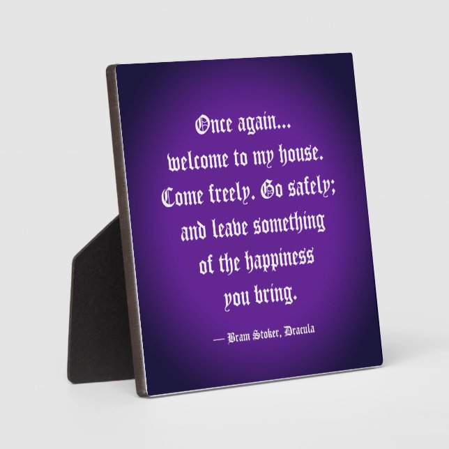 Dracula Welcome Quote Plaque (Front)