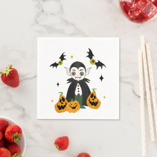 Dracula with pumpkins napkin
