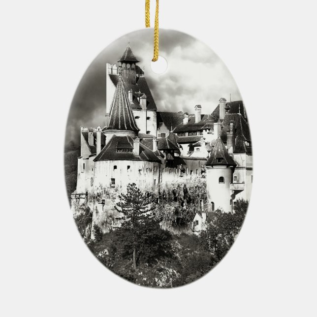 Dracula's Castle, Transylvania Ceramic Ornament (Back)